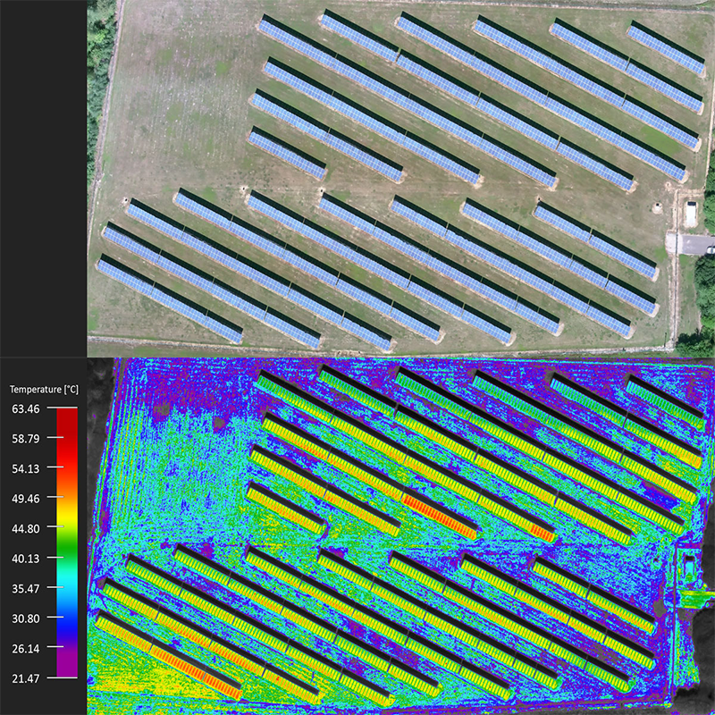 Thermographie par drone. Diagnostic de toitures plates